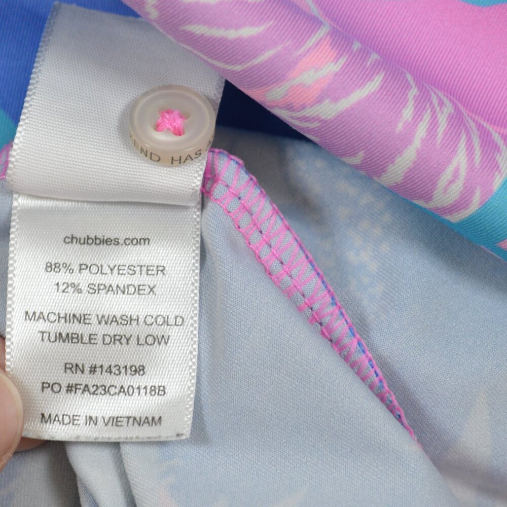 Chubbies Tiger Print Hydrofoil Performance Polo Pink Blue Golf Medium - Picture 8 of 13
